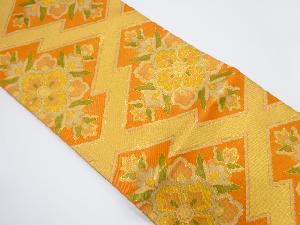 アンティーク　松皮菱に華紋織り出し袋帯（着用可）